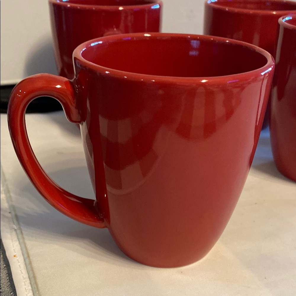 Vibrant Red Ceramic Mug set of 4 corelle coffee mugs